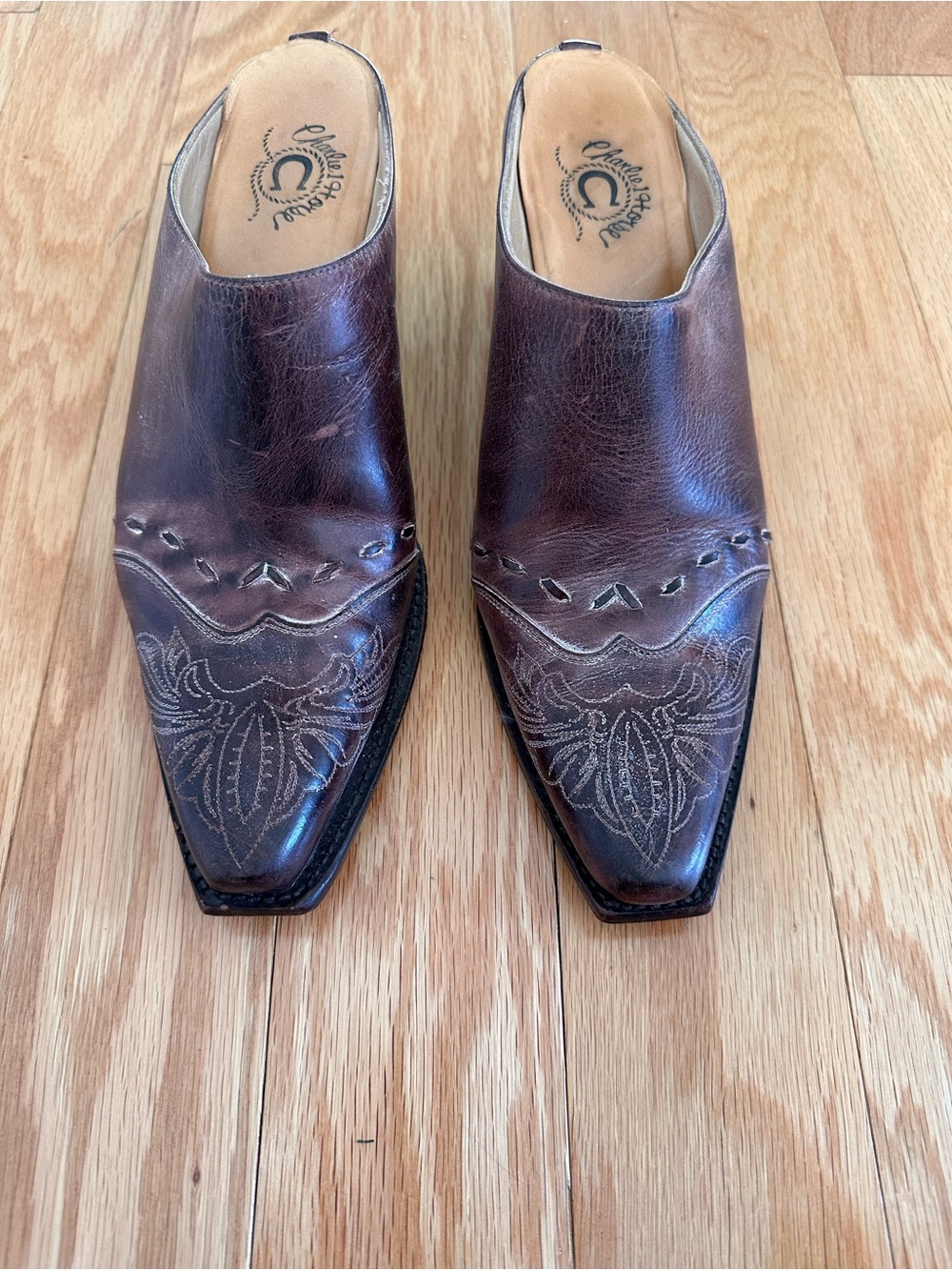 Charlie Horse Classic Brown Leather Western Mule Shoes